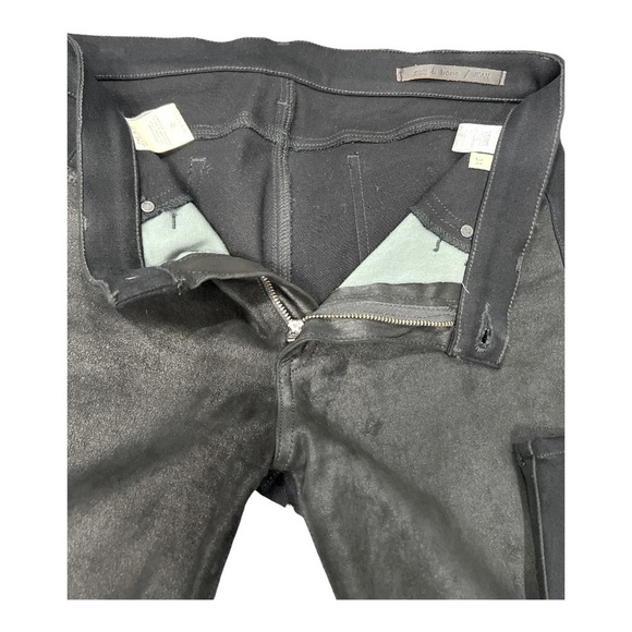 RAG & BONE Lamb Leather & Denim HYDE Coal Black Skinny Jeans size 31 - Picture 12 of 14